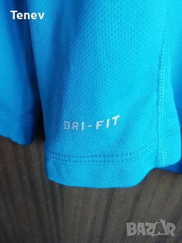 Nike Miler Dri-Fit оригинална тениска фланелка дълъг ръкав синя мъжка размер L блуза, снимка 4 - Тениски - 41896230