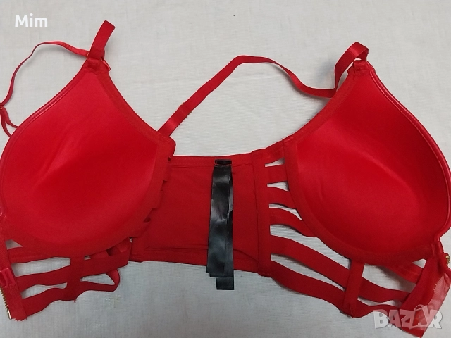 Hunkemoller 75 B Червен кожен сутиен , снимка 5 - Бельо - 52933691