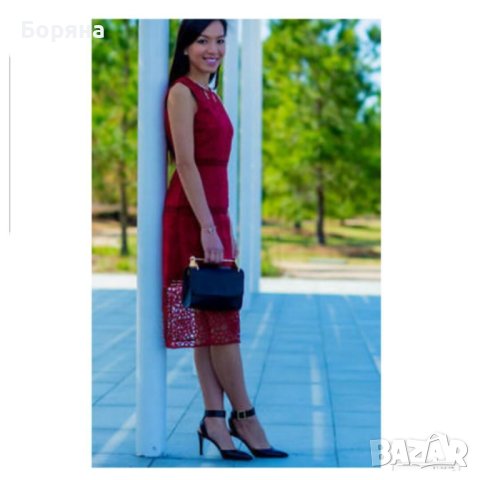 НАМАЛЕНА - ZARA нова червена изящна рокля размер S, снимка 17 - Рокли - 41743772