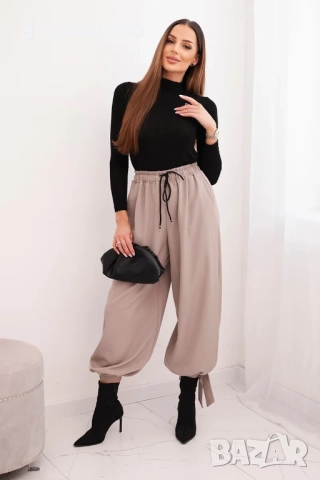 Дамски панталони с широки крачоли и връзки в долната част, 8цвята , снимка 12 - Панталони - 52631420