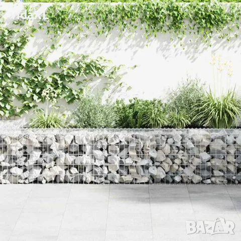 vidaXL Габионна стена с капаци, поцинкована стомана, 900x50x50 см, снимка 3 - Огради и мрежи - 56146133