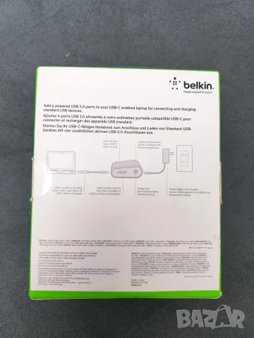 🔌 Belkin 4-Port USB 3.0 Hub + USB-C кабел 🔌, снимка 2 - USB Flash памети - 55772491