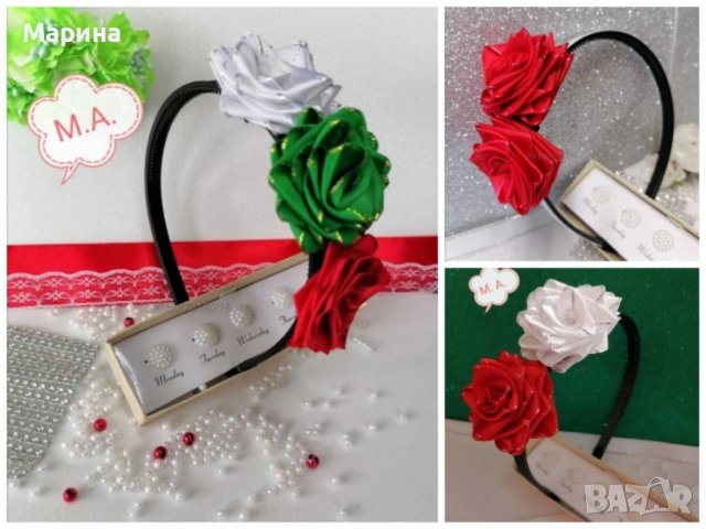 Аксесоари за коса ''Бяла и червена роза'', снимка 12 - Аксесоари за коса - 44457894