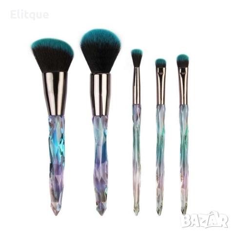 Сет от 5 броя четки за грим с диамантени дръжки HZS52, снимка 8 - Други - 52830518