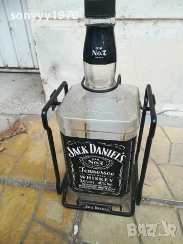 JACK DANIELS 3L-ГОЛЯМО ПРАЗНО ШИШЕ С МЕТАЛНА ЛЮЛКА 1611251811, снимка 5 - Колекции - 52433666