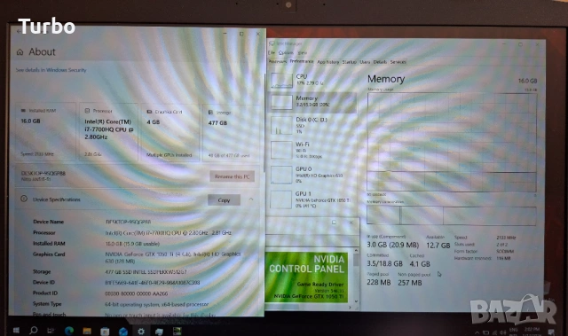 15.6' IPS Acer Nitro 5 Core i7-7700HQ/GTX 1050Ti 4GB GDDR5/16GB/512 SSD, снимка 6 - Лаптопи за игри - 53476807