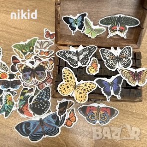 30 бр Пеперуди пеперуда микс самозалепващи лепенки стикери за украса декор картонена торта ръчна изр, снимка 2 - Други - 41717511