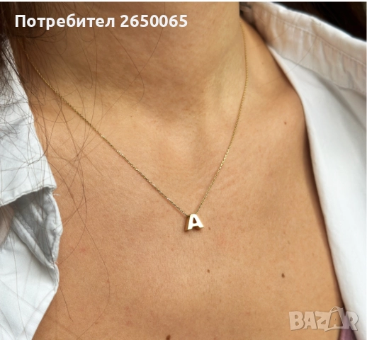 Ново нежно златно синджирче с буква А - 14к.злато, проба 585/ 1,80гр., снимка 7 - Колиета, медальони, синджири - 51535743