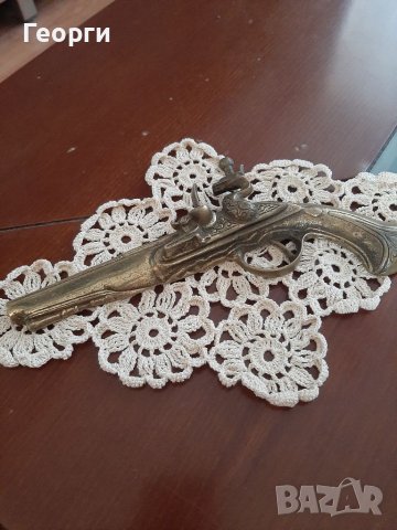 Бронз пистолет старинен, снимка 4 - Декорация за дома - 39064837