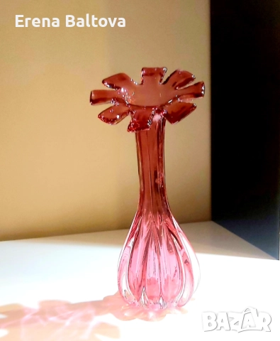 💙🌸🩵Голяма ваза бохемско стъкло внтидж