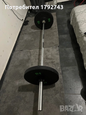 Олимпийски лост Ф50 – 220см.+ 2х 10 професионални дискове на петна , снимка 2 - Фитнес уреди - 52850879