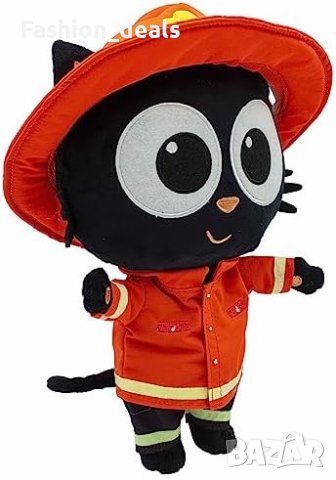Плюшена играчка Черна котка Майло Milo сменяемо облекло на пожарникар, снимка 3 - Плюшени играчки - 42491157