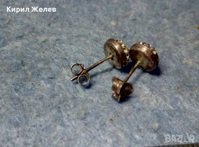 НЕЖНИ КЛАСИЧЕСКИ МОДЕЛ СРЕБЪРНИ ОБЕЧКИ СРЕБРО 925 ОБЕЦИ с ИСКРЯЩИ ЦИРКОНИ В/у БЯЛ ЕМАЙЛ 47476, снимка 2 - Обеци - 49122375