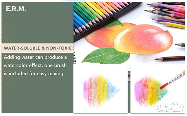 Комплект акварелни моливи 72 професионални цветни молива за рисуване, снимка 5 - Ученически пособия, канцеларски материали - 40686785