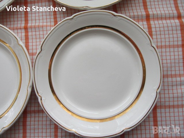 4 бр.ПОРЦЕЛАНОВИ ЧИНИИ С ПОЗЛАТА - СССР, снимка 2 - Чинии - 35853413