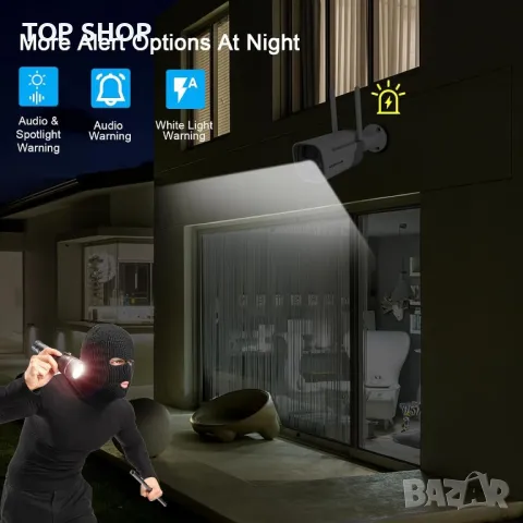 SZSINOCAM 3MP 2K камера за наблюдение Външна батерия 15000 mAh със слънчев панел, HD соларна камера, снимка 4 - Камери - 48647769