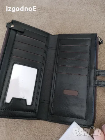 Нов черен кожен портфейл, снимка 3 - Портфейли, портмонета - 49587400
