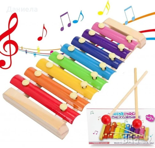 Детски дървен ксилофон с 8 цветни ноти 🌈, снимка 2 - Музикални играчки - 50849650