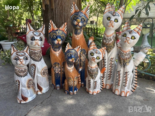 Котки от дърво 50см, 40см, 30см , снимка 16 - Статуетки - 28277352