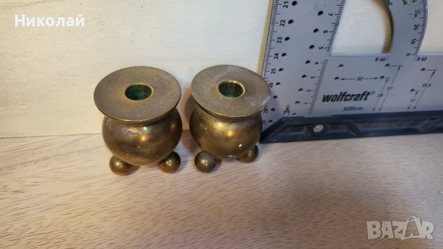Два малки сладки месингови свещника, Швеция, снимка 2 - Антикварни и старинни предмети - 42141755
