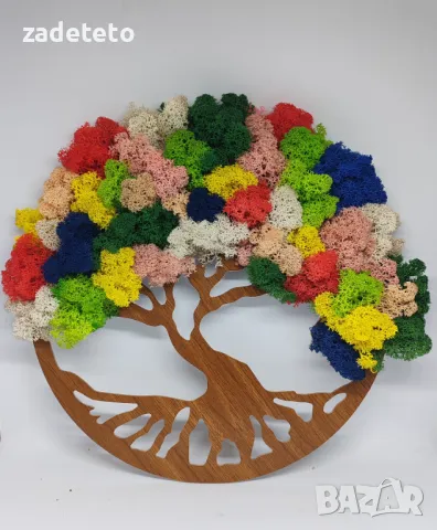 Пано Дървото на живота със пъстри цветове скандинавски мъх