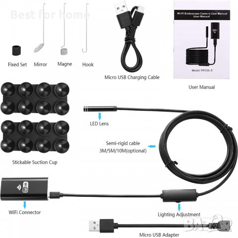 Ендоскоп безжичен WiFi Taope 3 и 5 метров, снимка 6 - Други инструменти - 38817611