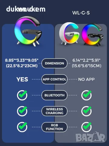 НОВО! Смарт будилник със светлина, безжично зарядно, Bluetooth , снимка 3 - Лед осветление - 48890242