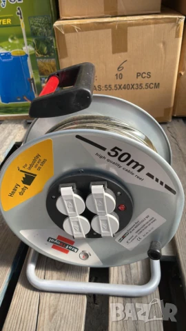 Удължител KrafTRoyal  50 метра с 4 гнезда шуко/ разклонител / Макара