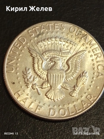 Сребърна монета половин долар 1965г. САЩ Президент Кенеди за КОЛЕКЦИЯ 28653, снимка 2 - Нумизматика и бонистика - 53781995