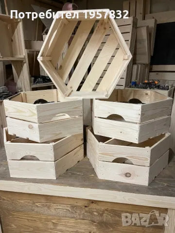 Дървена декоративна Щайга/Хексагон/шестоъгълник, снимка 6 - Оборудване за магазин - 48923019