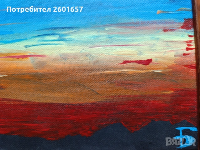 Маслена картина, български автор, подпис Г.Б., снимка 3 - Картини - 53011566