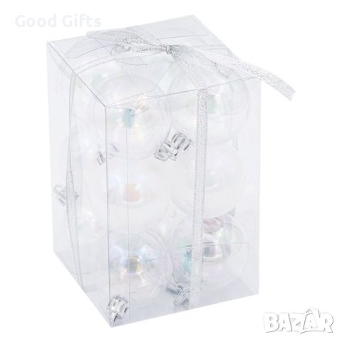 12 броя Комплект Бели коледни топки, 5см