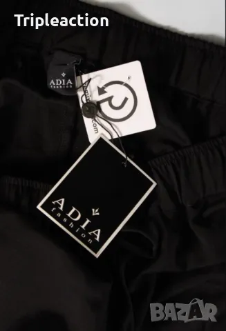 Adia черен широк панталон с връзки, високо качество XXL, снимка 3 - Панталони - 48879244