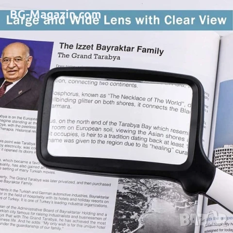 Увеличителна голяма правоъгълна лупа за четене на книги вестници с LED осветление лампа 3X дръжка, снимка 10 - Други инструменти - 50919795