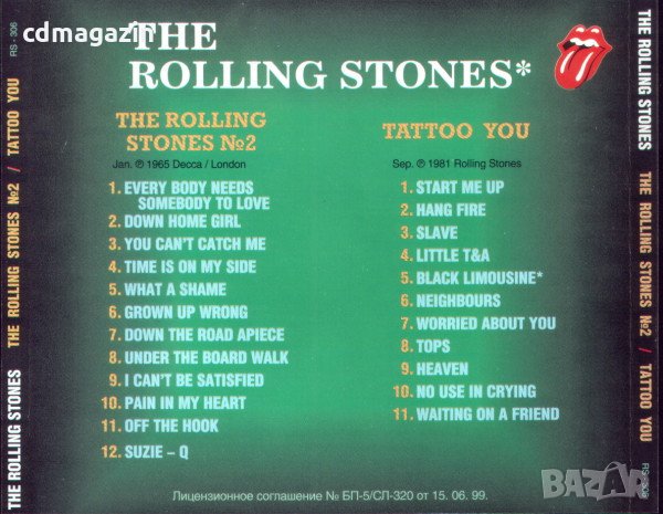 Компакт дискове CD The Rolling Stones – The Rolling Stones №2 / Tattoo You, снимка 2 - CD дискове - 35777903