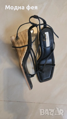 H M Сандали с платформа 6 см. Естествена кожа, снимка 2 - Сандали - 53761904