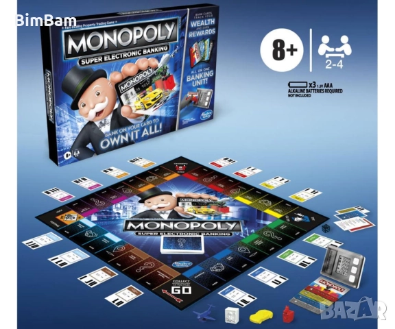 Настолна игра MONOPOLY СУПЕР ЕЛЕКТРОННО БАНКИРАНЕ, снимка 2 - Образователни игри - 52597727