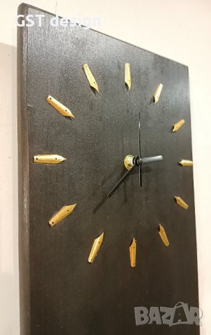 Часовник Стенен Топ Дизайнерски Ръчна изработка Уникат Дърво и златни Veri писци, снимка 8 - Стенни часовници - 41246366