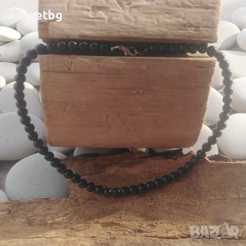 Класическа черна перлена огърлица от изкуствени перли 8504, снимка 1