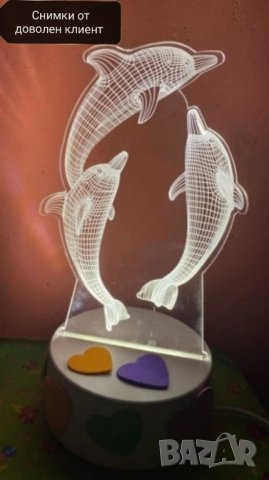 Лед нощна лампа с делфини за подарък , снимка 6 - Други - 41755523