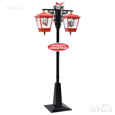 vidaXL Улична лампа с Дядо Коледа, черно и червено, 81x40x188 см, PVC(SKU:289926)