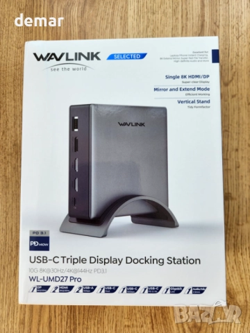 Докинг станция за лаптоп, WAVLINK PD3.1, 2*HDMI + DP, USB-C 10Gb, снимка 10 - Кабели и адаптери - 51453636