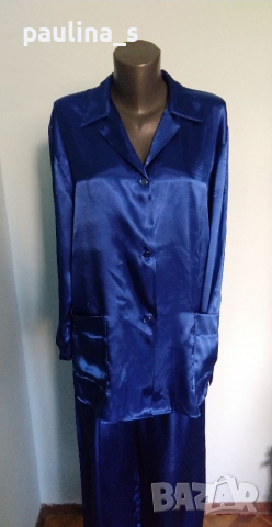 Пижама от копринен сатен / турско синьо / кобалтово синьо, снимка 2 - Пижами - 36362241