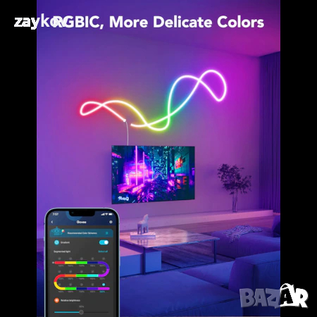 Смарт Neon RGBIC LED лента Govee H61A2, Wi-Fi, Синхронизация на музика, снимка 8 - Лед осветление - 44656970