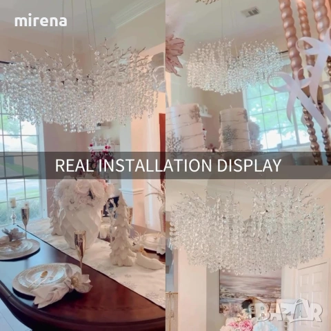 Кристални полилеи с клонки, никелирани 80см модерен сребърен ЛЕД LED, снимка 7 - Лампи за таван - 53144535