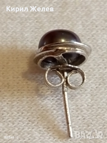 Класически модел сребърна обеца с култивирана перла винтидж стил 43085, снимка 4 - Обеци - 52719102