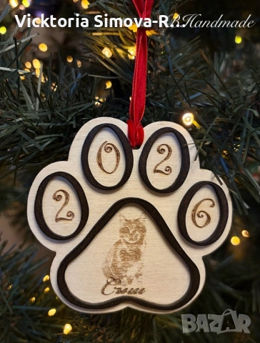 Персонализирани, дървени орнаменти за елха за кучета и котки, снимка 2 - Други стоки за животни - 52637793