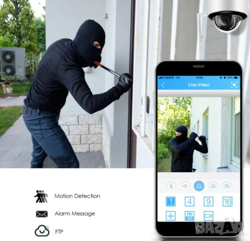 Безжичен Бебефон WI-Fi UltraHD 5MPx Водоустойчив Видеодомофон Домашен Охранител със Смартфон Контрол, снимка 9 - IP камери - 41372022
