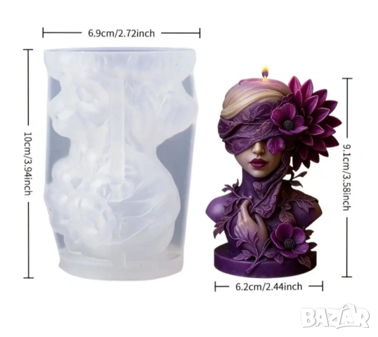 Молд жена с превръзка на очите и цветя , снимка 4 - Форми - 53412692