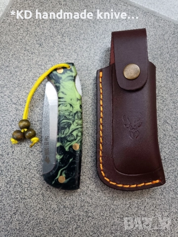 Сгъваем нож ръчно изработен от N690co стомана + ПОДАРЪК кания, снимка 5 - Ножове - 52339426